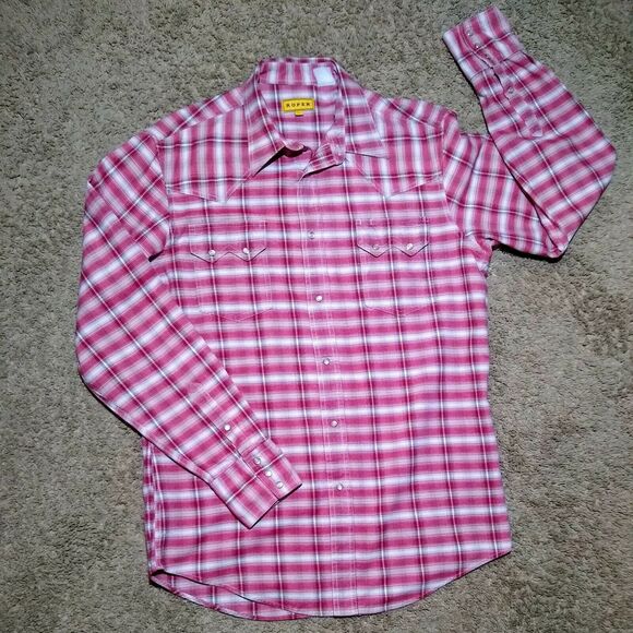 Roper Men's Western Heavywight Shirt Size L Long Sleeve Pearl Snaps - EUC - Picture 3 of 4